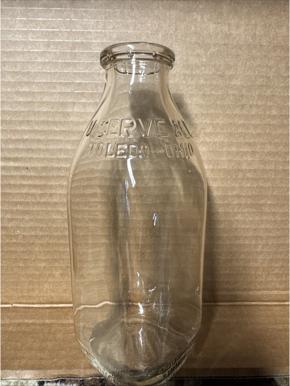 Vintage U Serve All Milk Jug Toledo Ohio Clear 1 Quart 8.5"